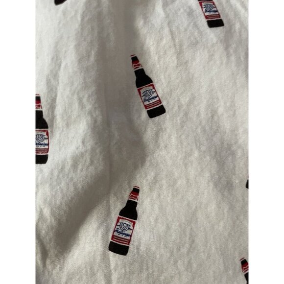 Budweiser Mens XL Button-Up Shirt Beer Bottle Print Short Sleeve Cotton - Picture 5 of 6